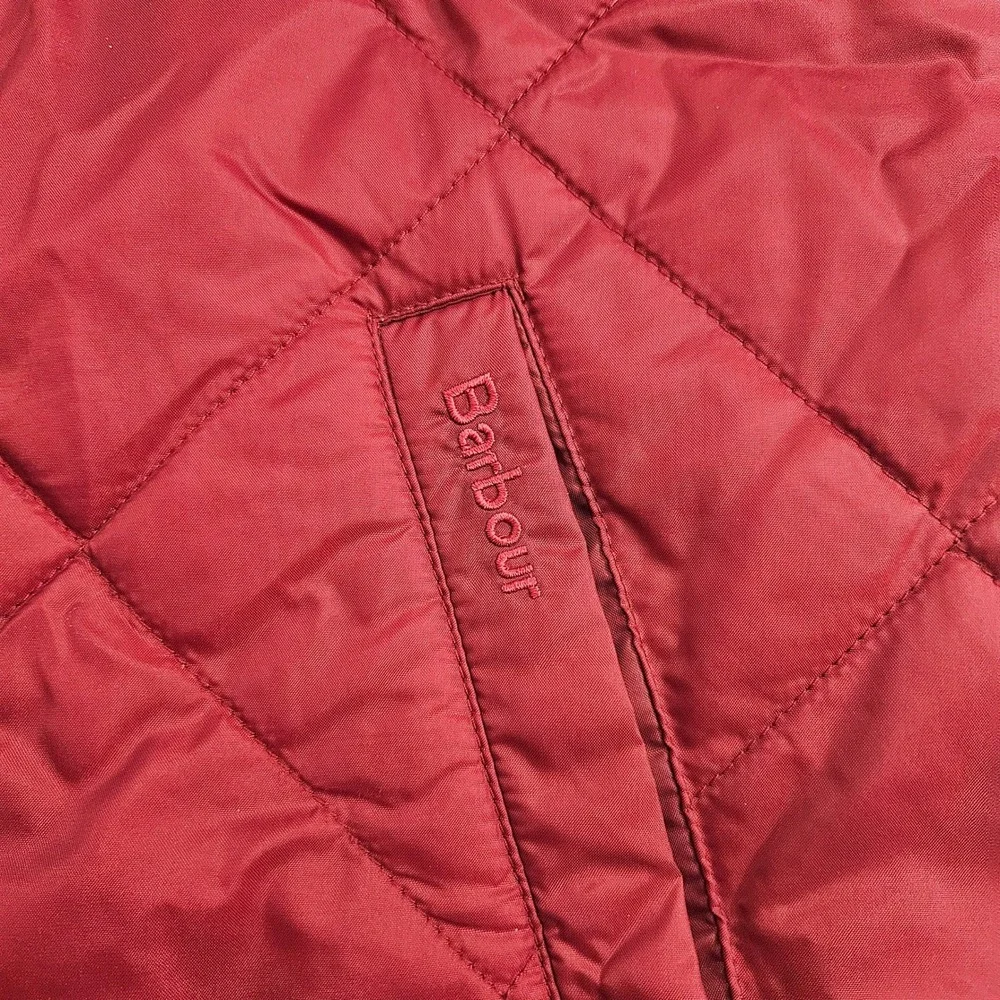 Barbour Finn Gilet Mens Red Quilted Vest Diamond Stitch Tartan Lining Size Large